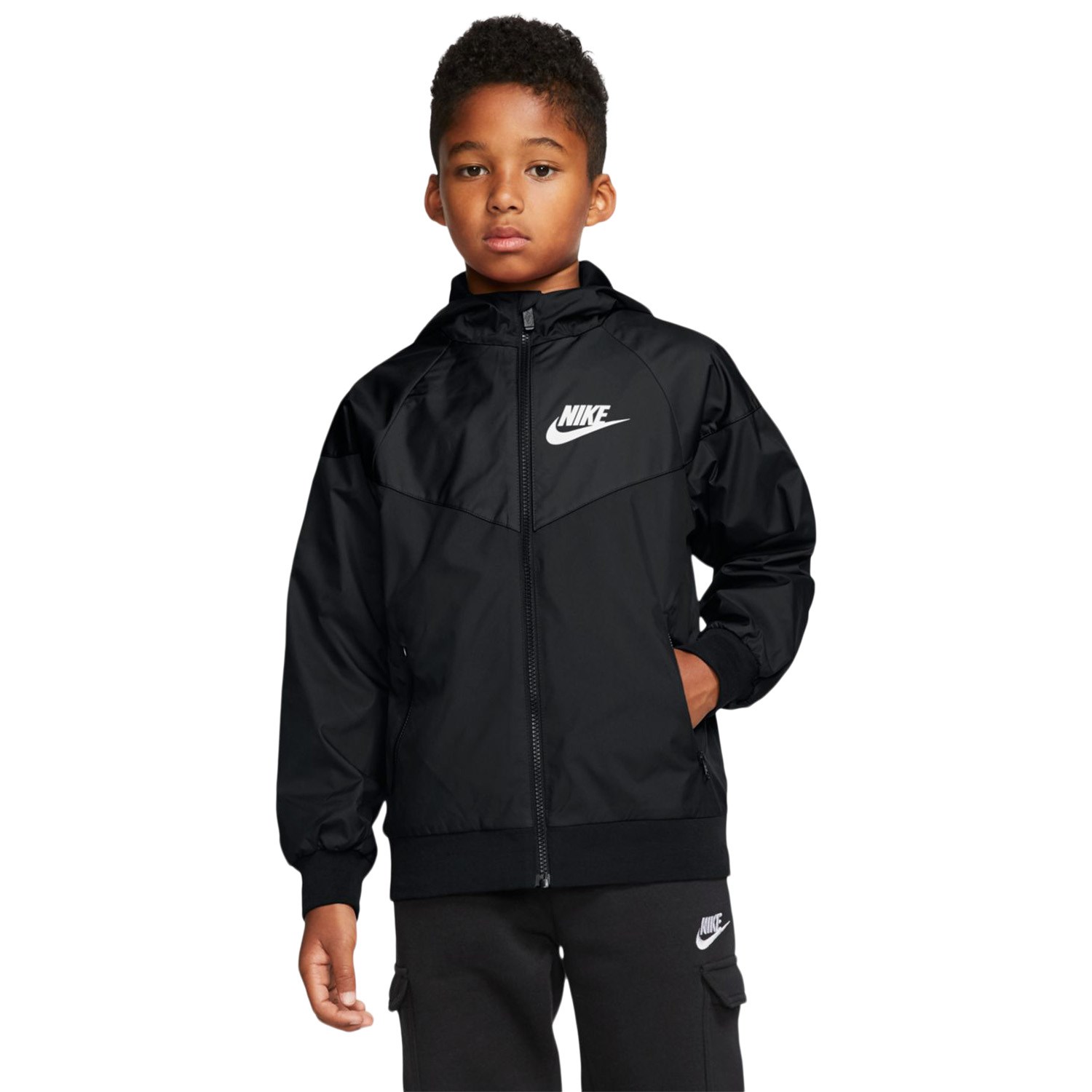 Nike Sportswear Windrunner Kids Running Jacket - Black/White | Sportitude