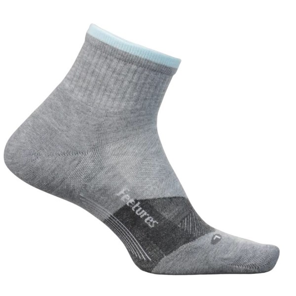 Feetures Trail Max Cushion Quarter Length Trail Running Socks - Light Gray