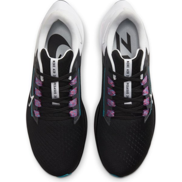 Nike Air Zoom Pegasus 38 - Mens Running Shoes - Black/Metallic Silver/White