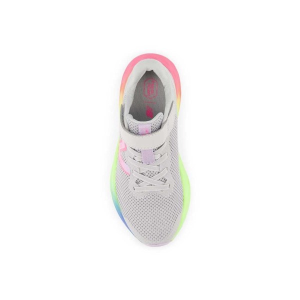New Balance Fresh Foam Arishi v4 Velcro- Kids Running Shoes - Light Aluminum/Cyber Lilac/Neon