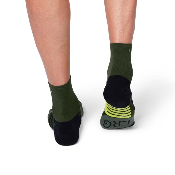 On Mens Running Mid Socks - Jungle/Lime