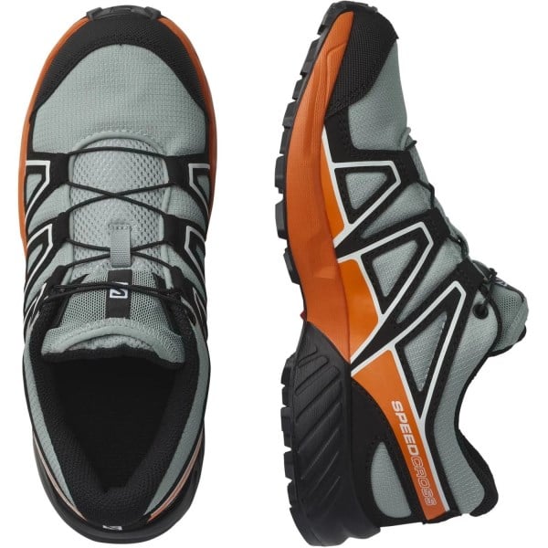 Salomon Speedcross J - Kids Trail Running Shoes - Wrought Iron/Black/Vibrant Orange