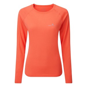 Ronhill Core Womens Long Sleeve Running T-Shirt - Hot Pink Marl/Chambray