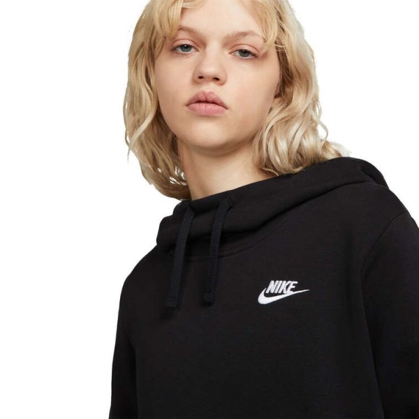 Nike Sportswear Club Fleece Womens Funnel-Neck Hoodie - Black/White