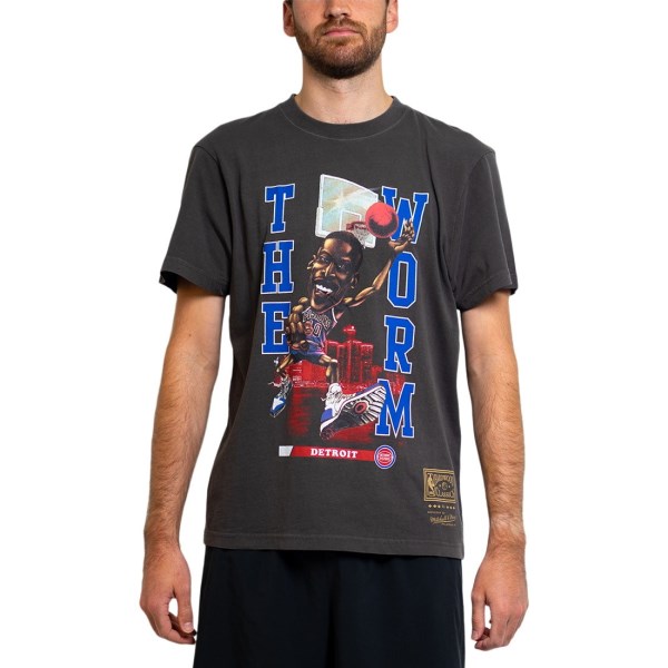 Mitchell & Ness Detroit Pistons Dennis Rodman Cartoon Series Mens Basketball T-Shirt - Black