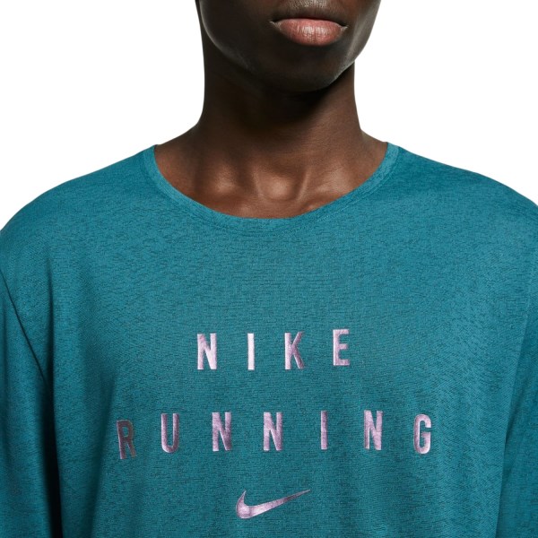 Nike Dri-Fit Miler Run Division Short Sleeve Mens Top - Dark Teal Green/Reflective Silver