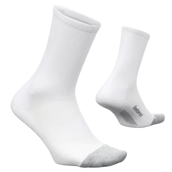 Feetures Elite Light Cushion Mini Crew Running Socks - White