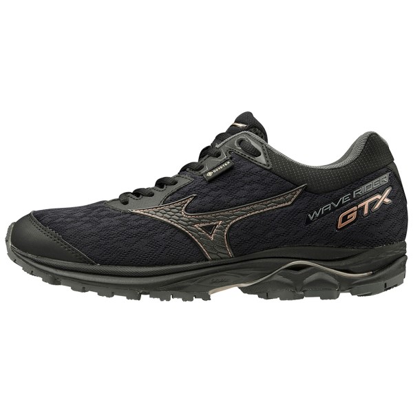 Mizuno Wave Rider 22 GTX - Womens Trail Running Shoes - Double Black/Champagne