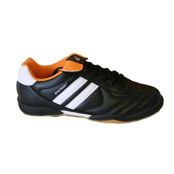 Patrick Indoor - Mens Indoor Soccer Shoes - Black/White/Orange