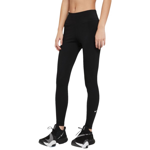 Nike Dri-Fit One Mid-Rise Womens Training Tights - Black/White