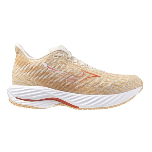 Mizuno Wave Rider 28 - Womens Running Shoes - Pristine/Spicy Orange/Apricot