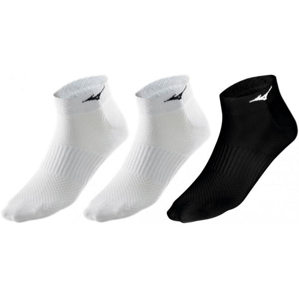 Mizuno Training Mid Sock - Unisex Running Socks - 3 Pack - White/Black/White