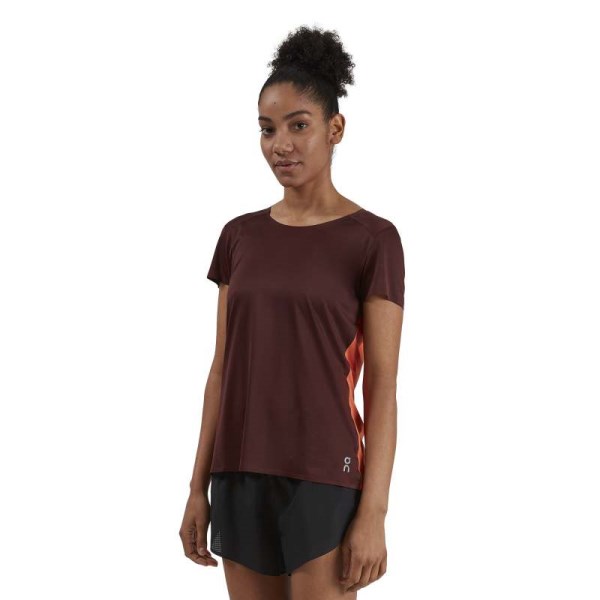 On Running Performance-T Womens Running T-Shirt - Mulberry/Spice