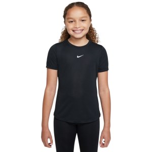Nike Dri-Fit One Kids Girls Short Sleeve Top - Black/White