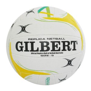 Gilbert Diamonds Replica Netball - Size 5 - White/Yellow