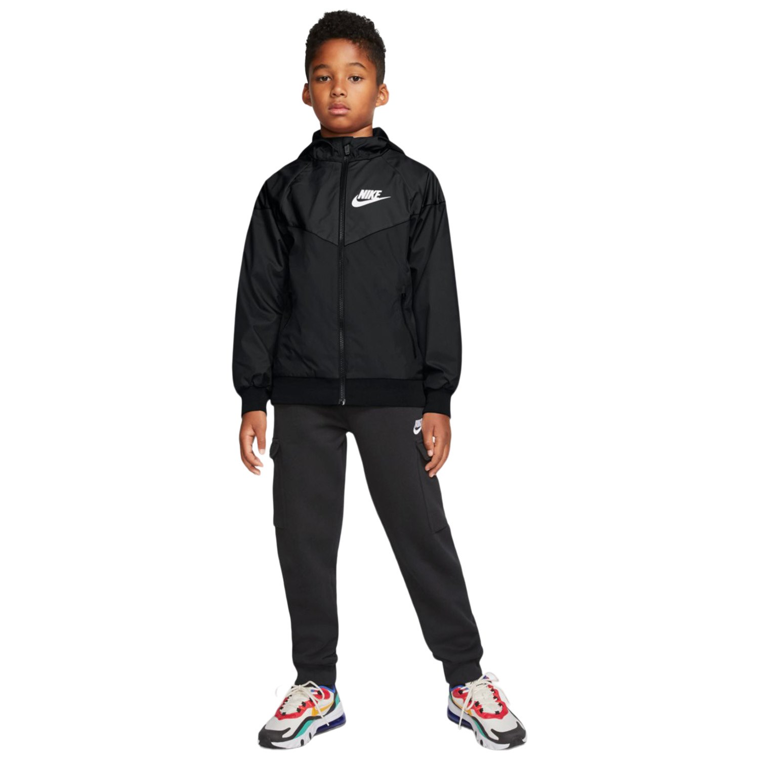 Nike Sportswear Windrunner Kids Running Jacket - Black/White | Sportitude