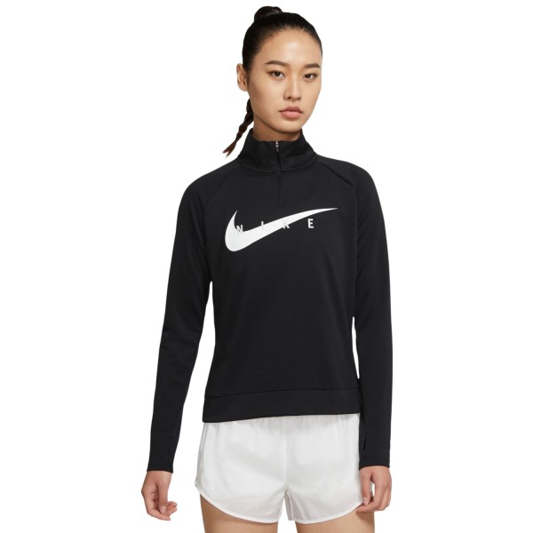 Nike Swoosh Run Womens Running Top - Black/White