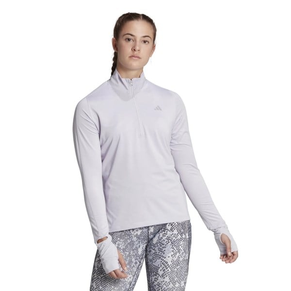 Adidas Fast Half-Zip Womens Running Long Sleeve Top - Silver Dawn