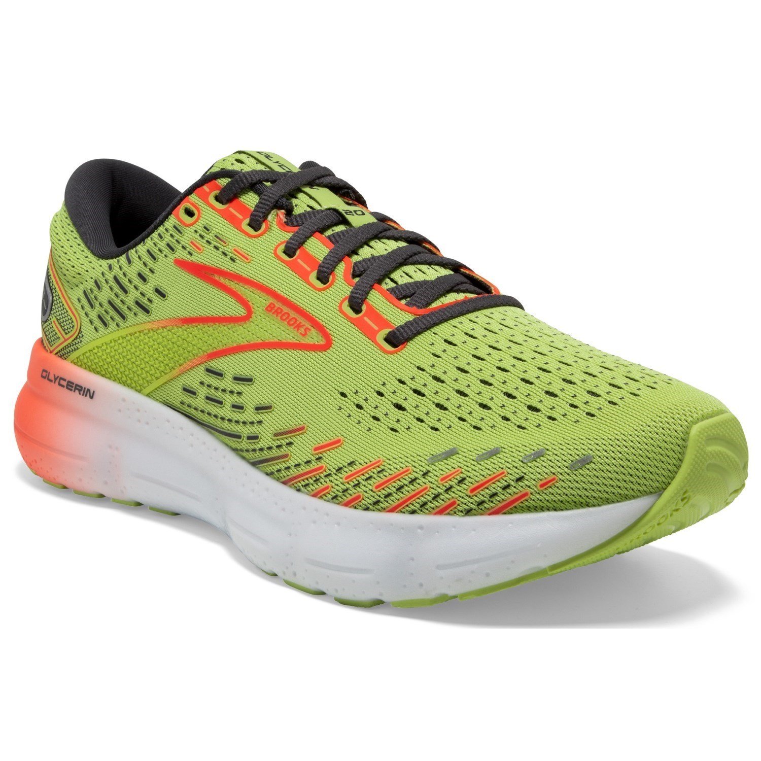 Brooks Glycerin 20 - Mens Running Shoes - Lime/Red/Ebony | Sportitude
