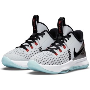 Nike Lebron Witness V GS - Kids Basketball Shoes - Pure Platinum Black/Chile Red/Light Dew