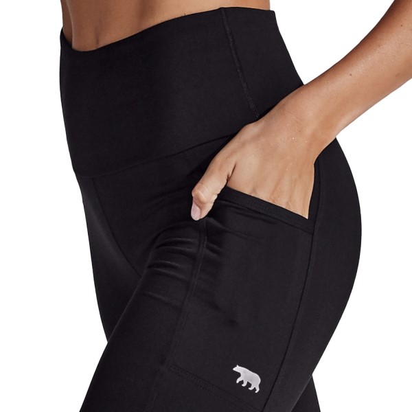 Running Bare Power Moves Ab Waisted Womens 7/8 Training Tights - Black