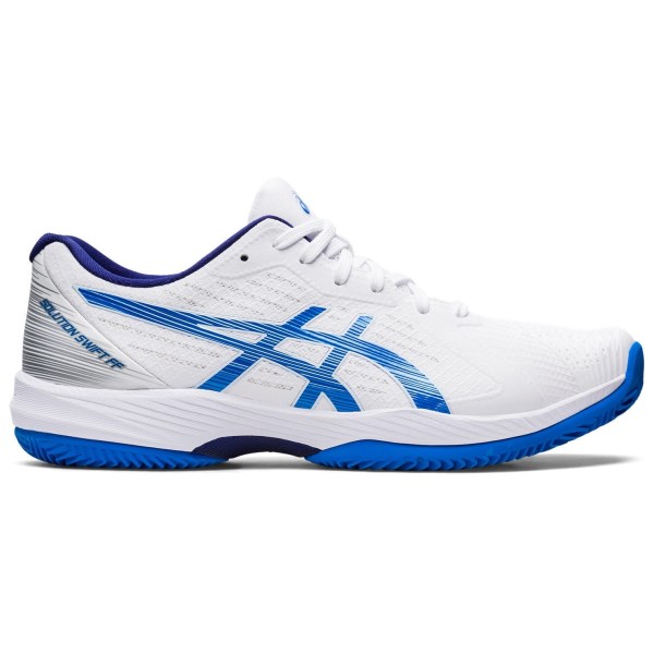 Asics Solution Swift FF Clay - Mens Tennis Shoes - White/Electric Blue