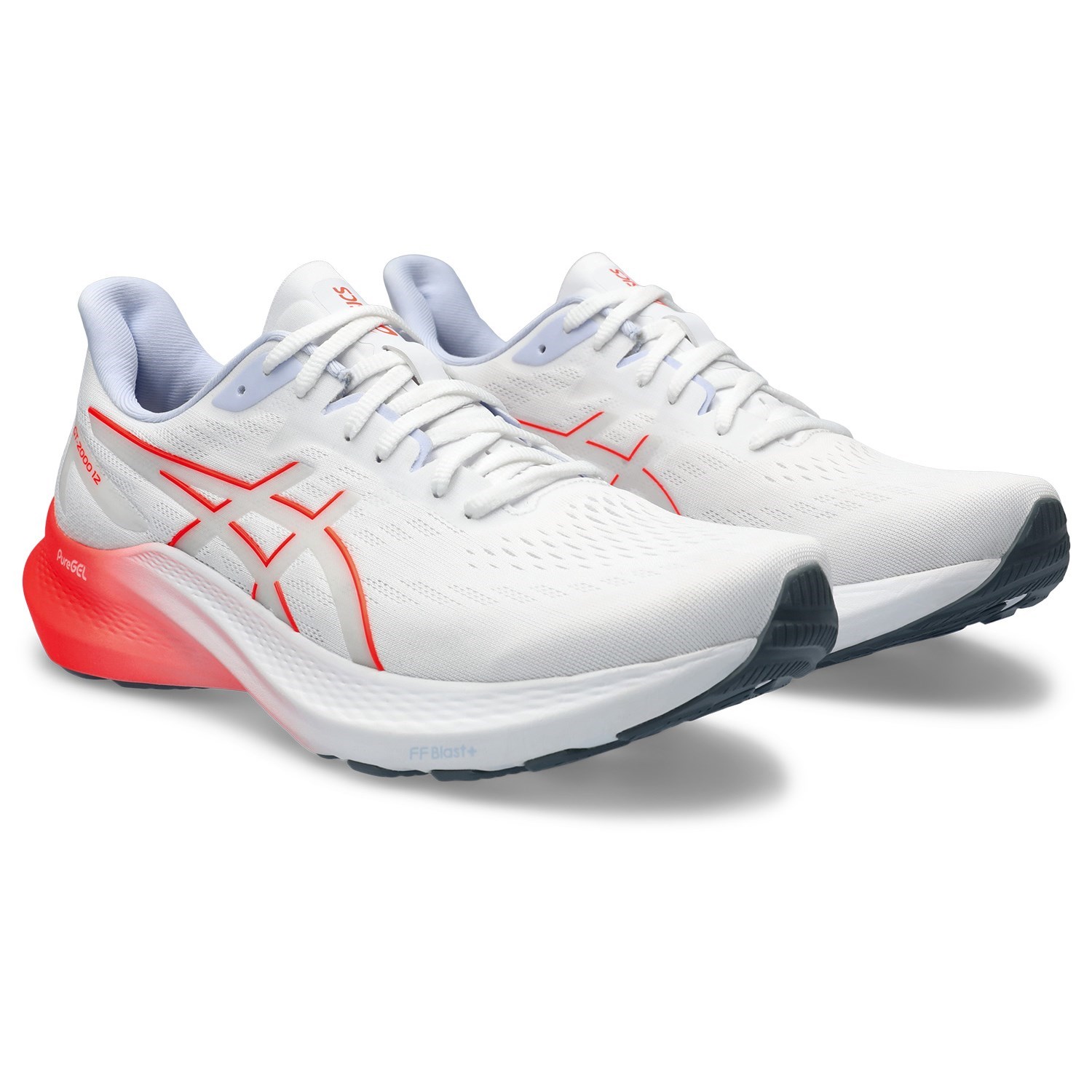 Asics GT-2000 12 - Mens Running Shoes - White/Sunrise Red | Sportitude