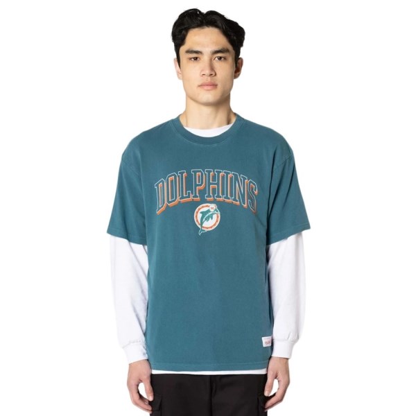 Mitchell & Ness Miami Dolphins Keyline Logo NFL Mens T-Shirt - Teal