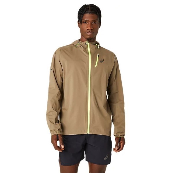 Asics Fujitrail Mens Waterproof Running Jacket - Pepper