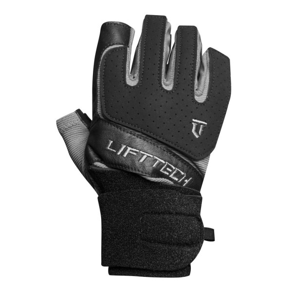 Lift Tech Klutch Mens Wrist Wrap Gloves - Black/Silver