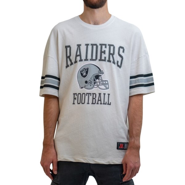 NFL Team Raiders Stripe Sleeve Oversized Mens T-Shirt - Raiders
