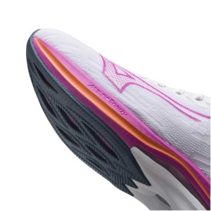 Mizuno Wave Rebellion Sonic - Womens Running Shoes - White/Neon Pink/Blue Ashes