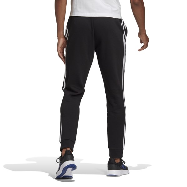 Adidas Essentials Fleece Tapered Cuff 3-Stripes Mens Track Pants - Black