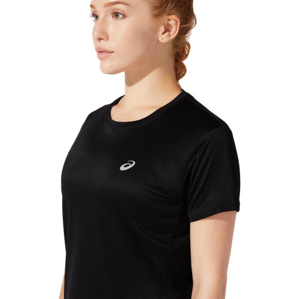 Asics Silver Womens Short Sleeve Running T-Shirt - Performance Black