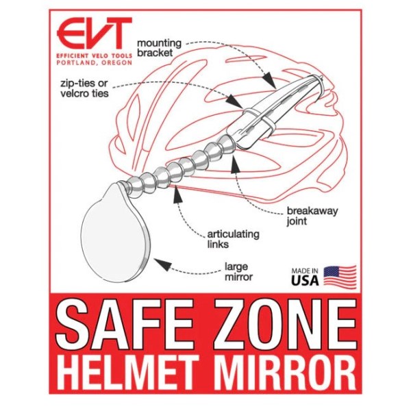 EVT Safe Zone Cycling Helmet Rear View Mirror