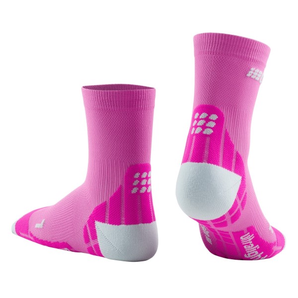 CEP Ultra Light V2 Short Cut Running Socks - Pink/ Light Grey