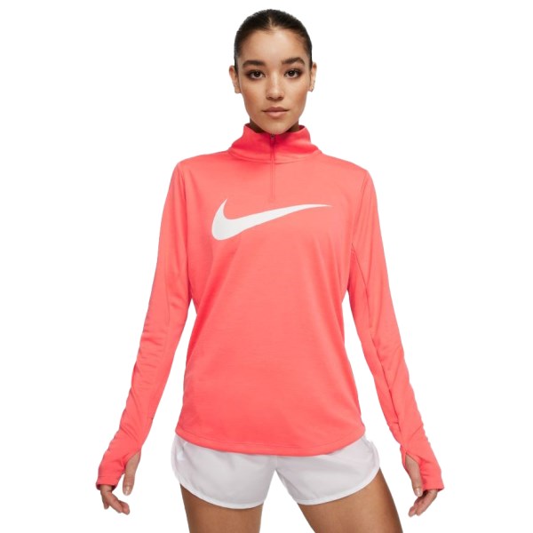 Nike Midlayer Swoosh 1/4 Zip Womens Long Sleeve Running Top - Magic Ember/White