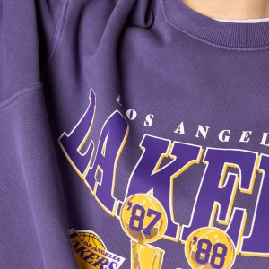 Mitchell & Ness LA Lakers Vintage Champs Trophy Unisex Basketball Sweatshirt - Faded Purple