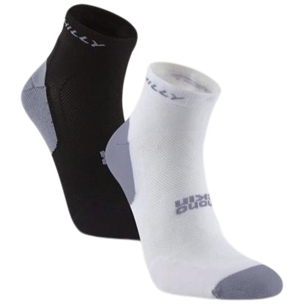 Hilly Tempo Quarter Running Socks - Twin Pack - White/Black/Grey
