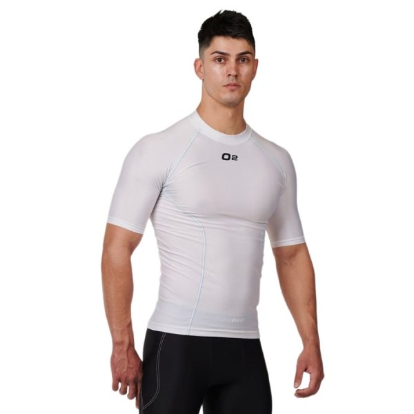 o2fit Mens Compression Short Sleeve Top - White