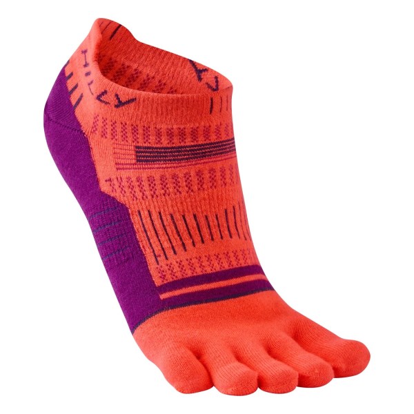 Hilly Toe Socklet - Womens Running Socks - Hot Coral/Grape Juice/Charcoal