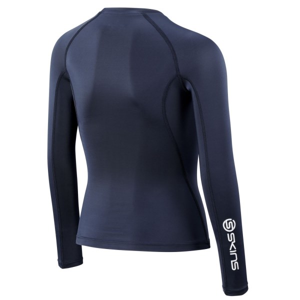 Skins Series-1 Youth Kids Compression Long Sleeve Top - Navy Blue