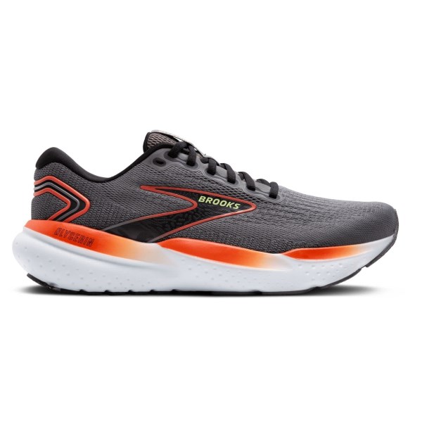 Brooks Glycerin 21 - Mens Running Shoes - Grey/Mandarin Red/Green