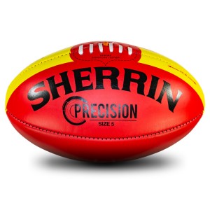 Sherrin Precision Leather Football - Size 5 - Red/Yellow