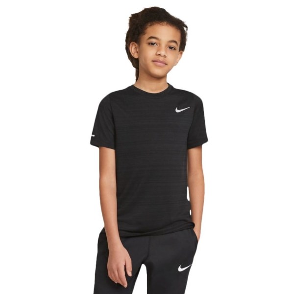 Nike Dri-Fit Miler Kids Running T-Shirt - Black/Grey
