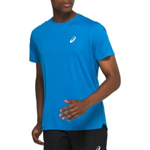 Asics Silver Mens Short Sleeve Running T-Shirt - Asics Blue