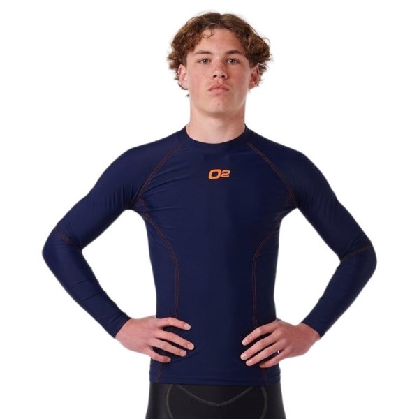 o2fit Mens Compression Long Sleeve Top - Navy