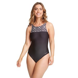 Zoggs High Front X Back Womens One Piece Swimsuit - Ceramics Print