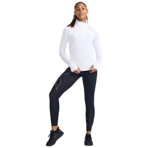 2XU Ignition 1/4 Zip Womens Long Sleeve Running Top - White/White Reflective