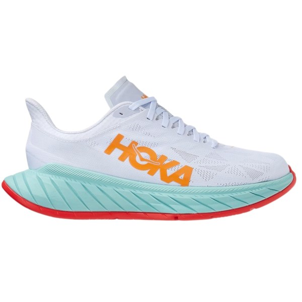 Hoka Carbon X 2 - Womens Running Shoes - White/Blazing Orange